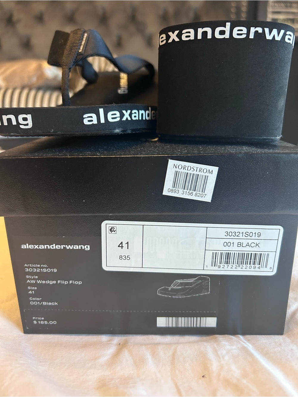 Alexander Wang Black Wedge Flip Flop Sandals
